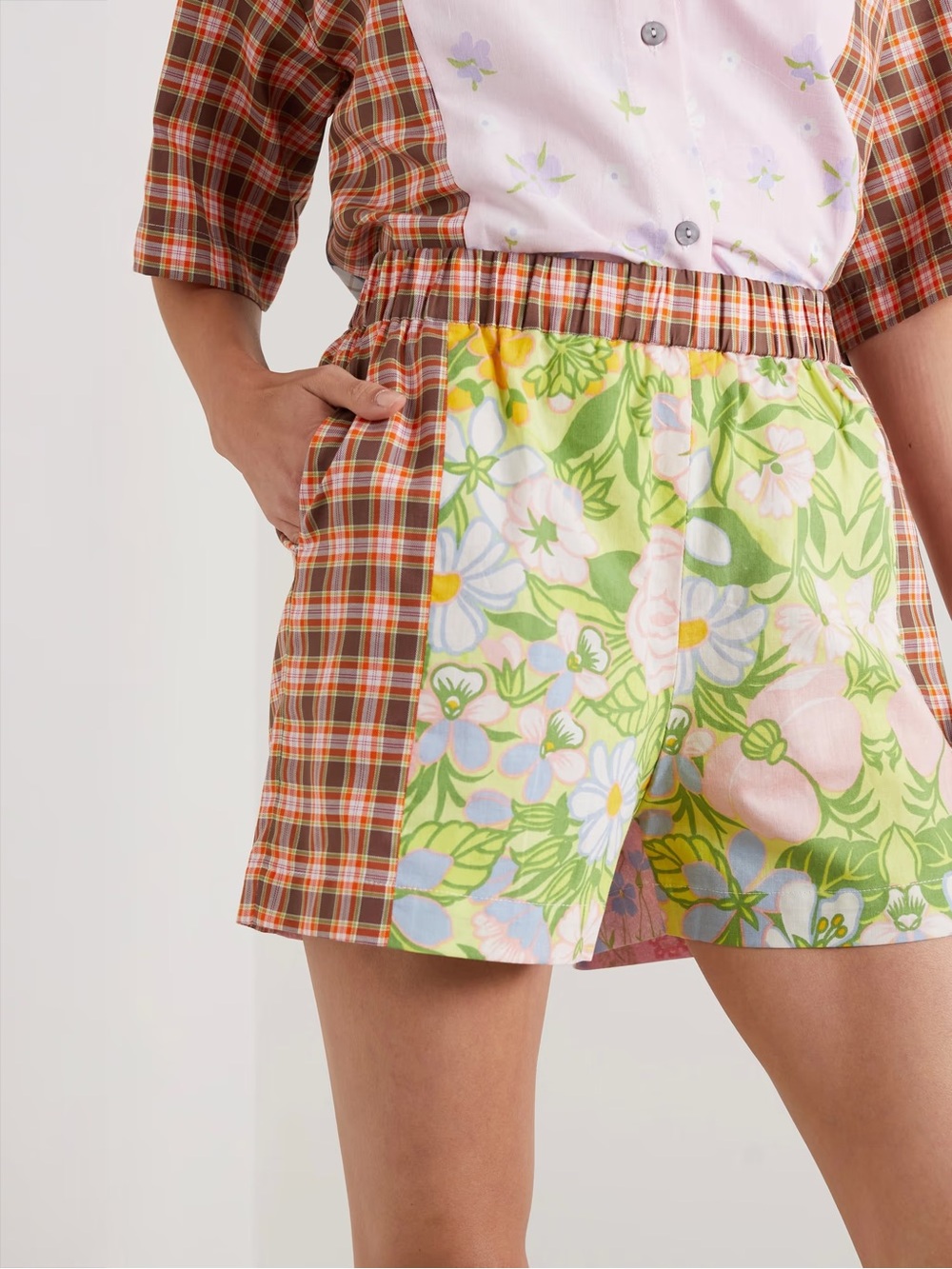 NWT Rave Review Grimes Patchwork cotton shorts - Size FR 34 (US 2)